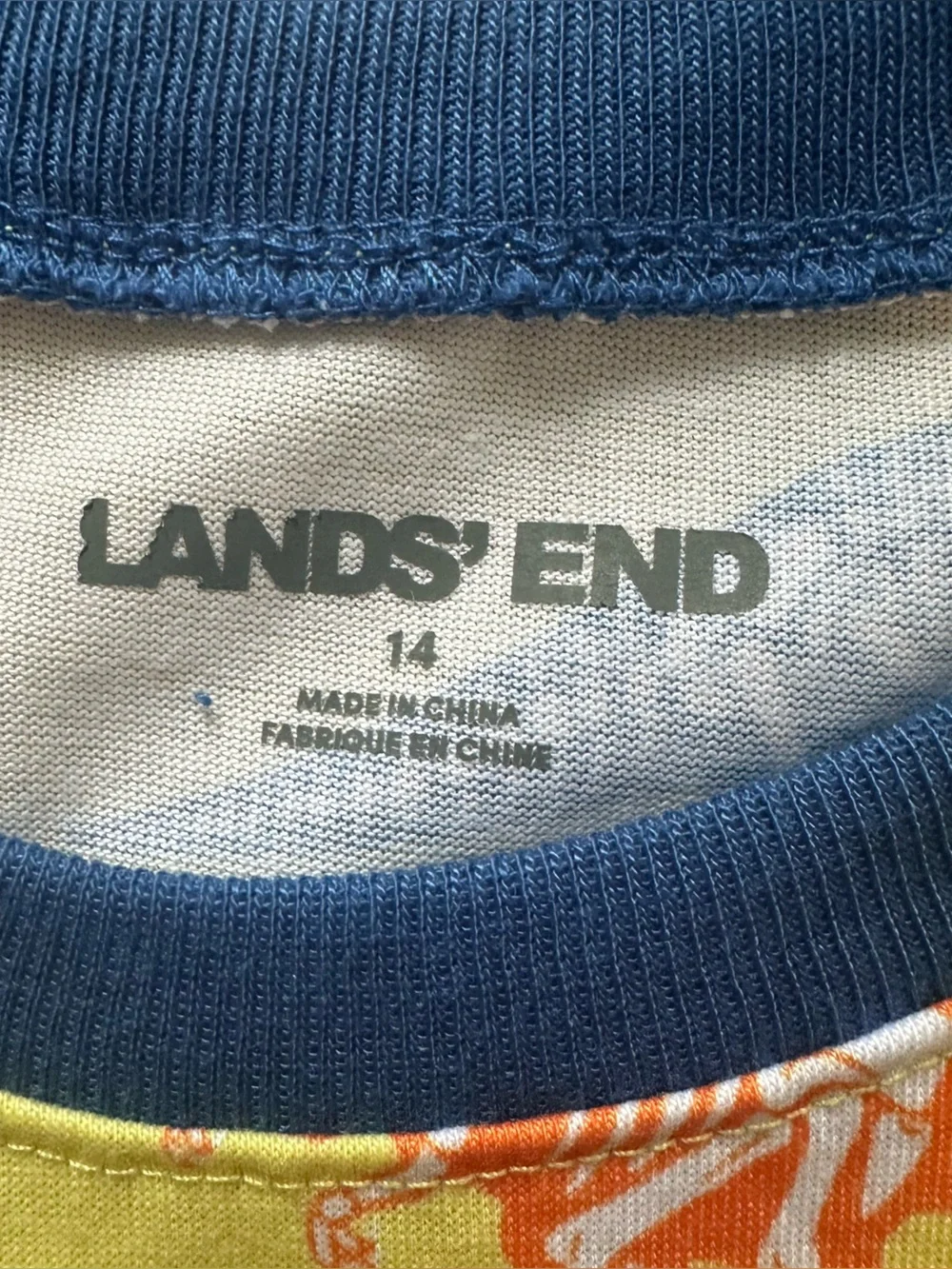 Lands' End Yellow Dinosaur Short Pajama Set with Blue & Orange Prints